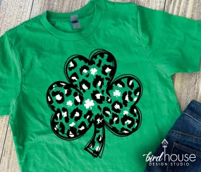 Clover Leopard Print Shirt, Cute St. Patricks day Graphic Tee