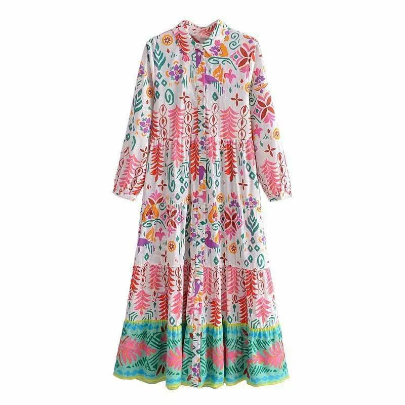 Cotton Long Sleve Autumn Winter Boho Dress