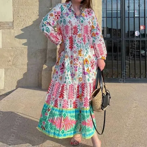 Cotton Long Sleve Autumn Winter Boho Dress