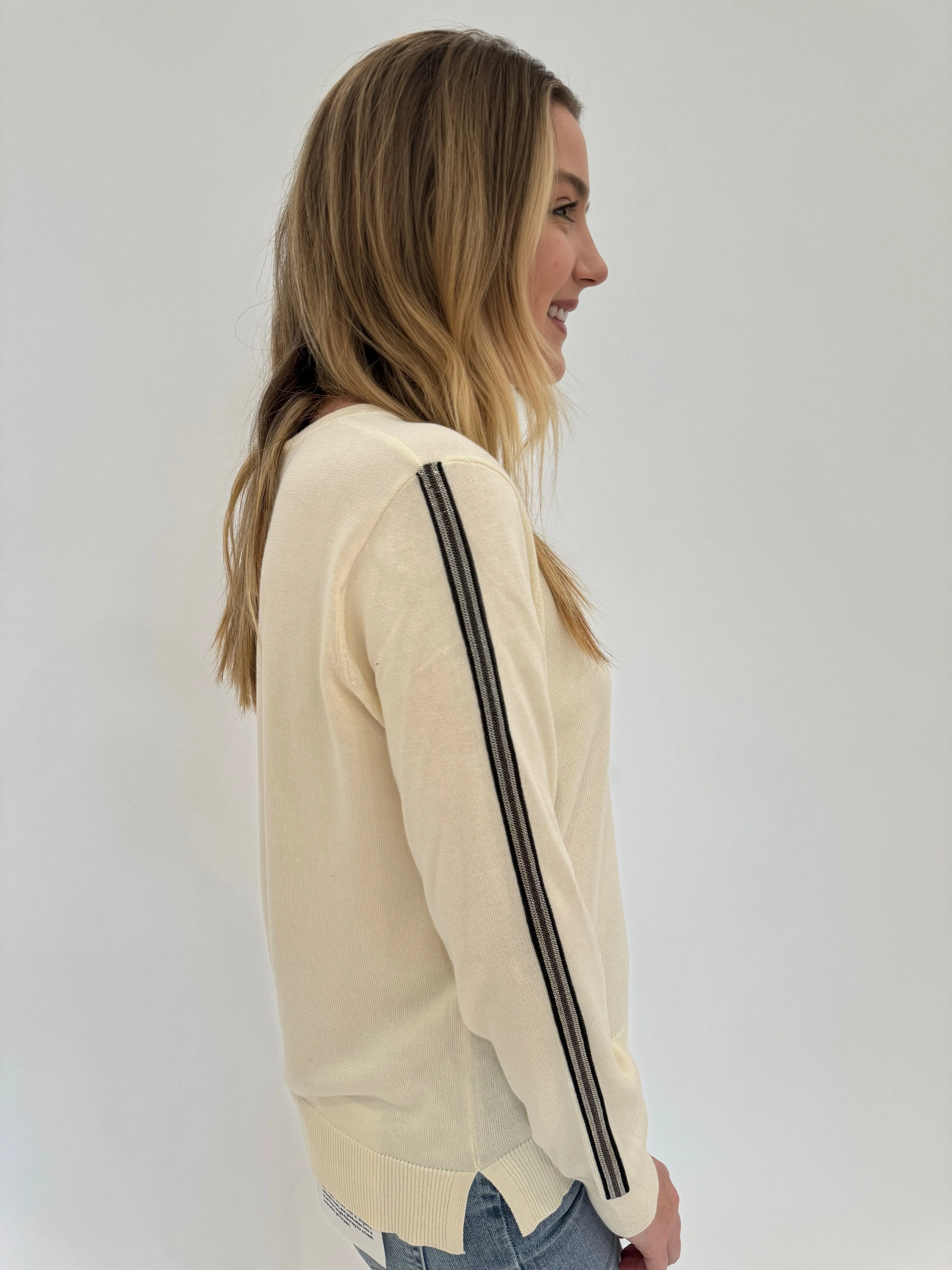 Crewneck Sweater With Ribbon - Ivory