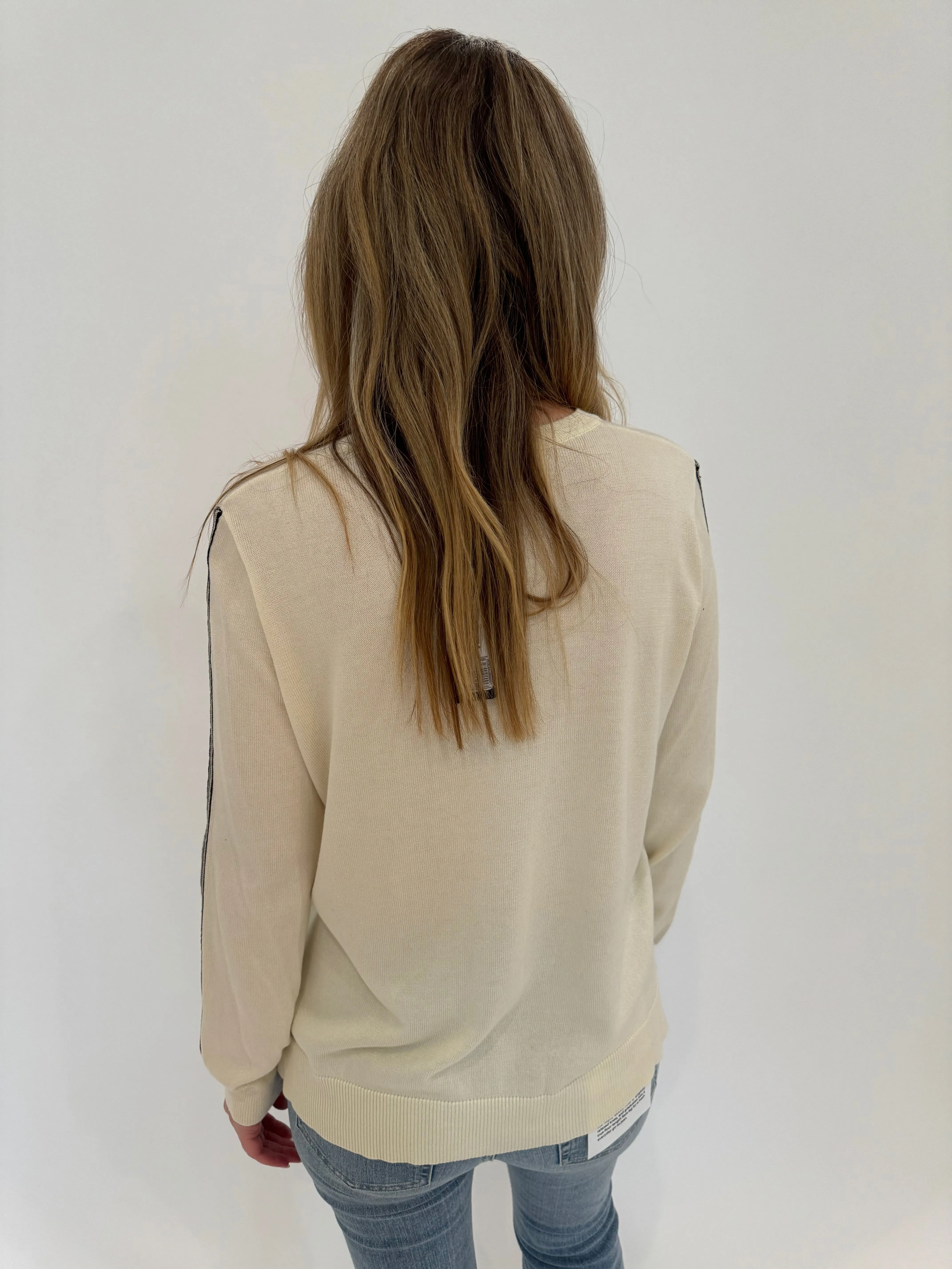 Crewneck Sweater With Ribbon - Ivory