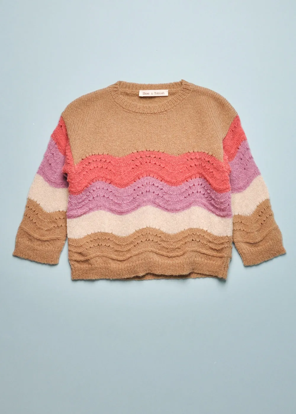 CROCHET SWEATER - CAPPUCCINO/MAUVE