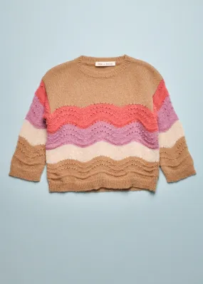 CROCHET SWEATER - CAPPUCCINO/MAUVE