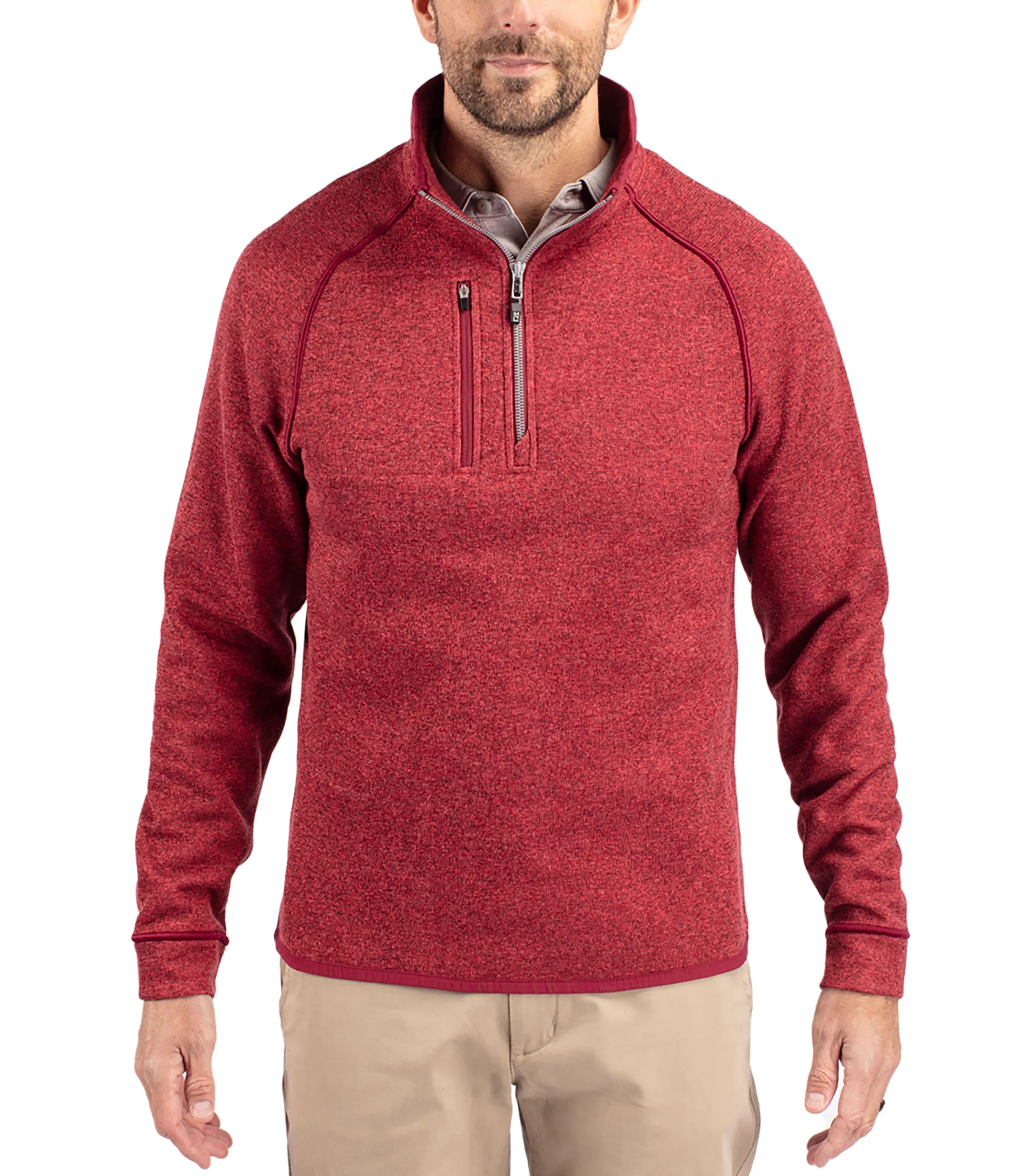 Cutter & Buck Mainsail Sweater-Knit Mens Half Zip Pullover Jacket