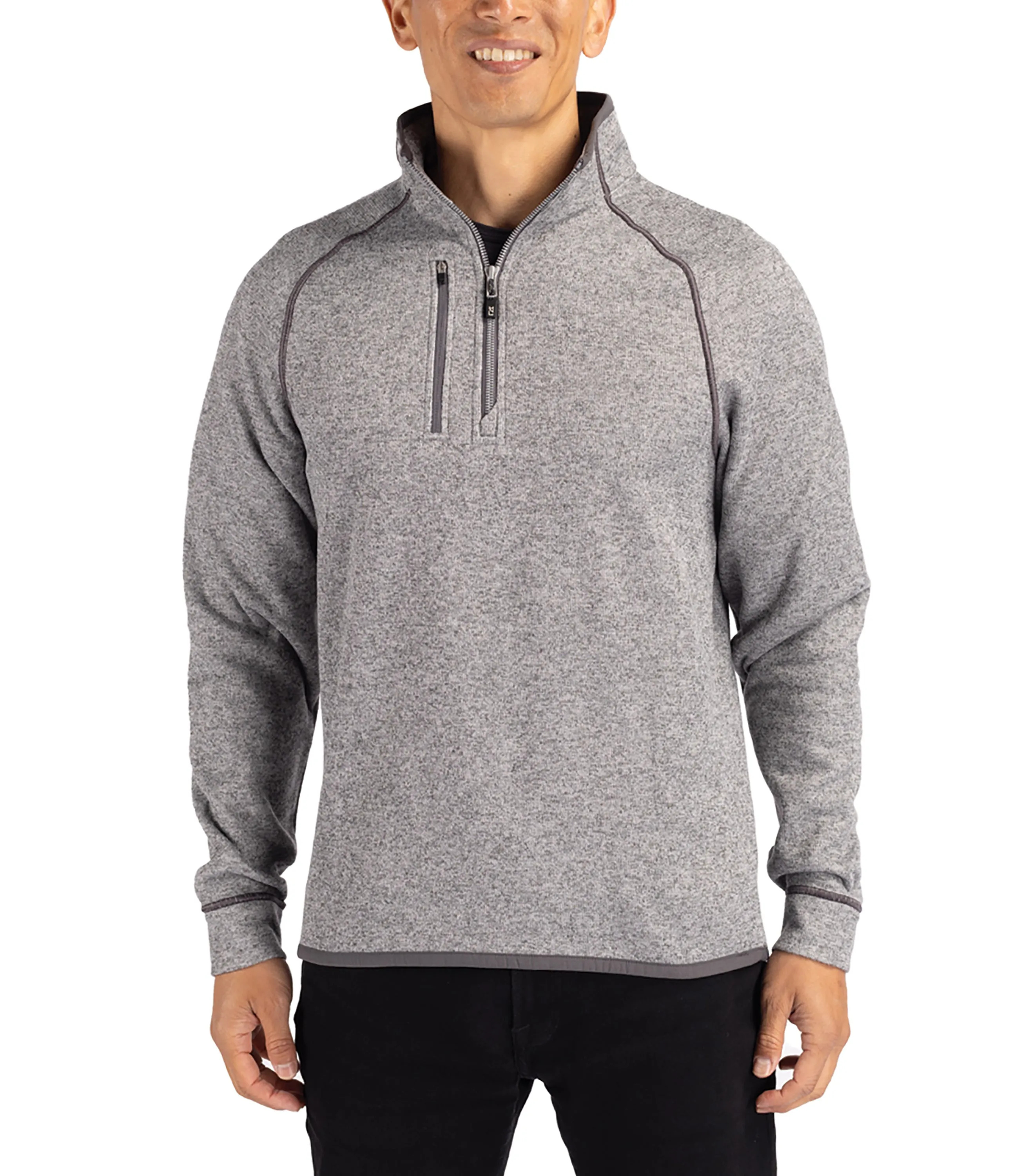 Cutter & Buck Mainsail Sweater-Knit Mens Half Zip Pullover Jacket
