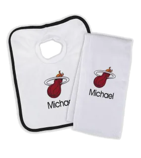 Designs by Chad and Jake Miami HEAT Custom Infant Bib & Cloth set