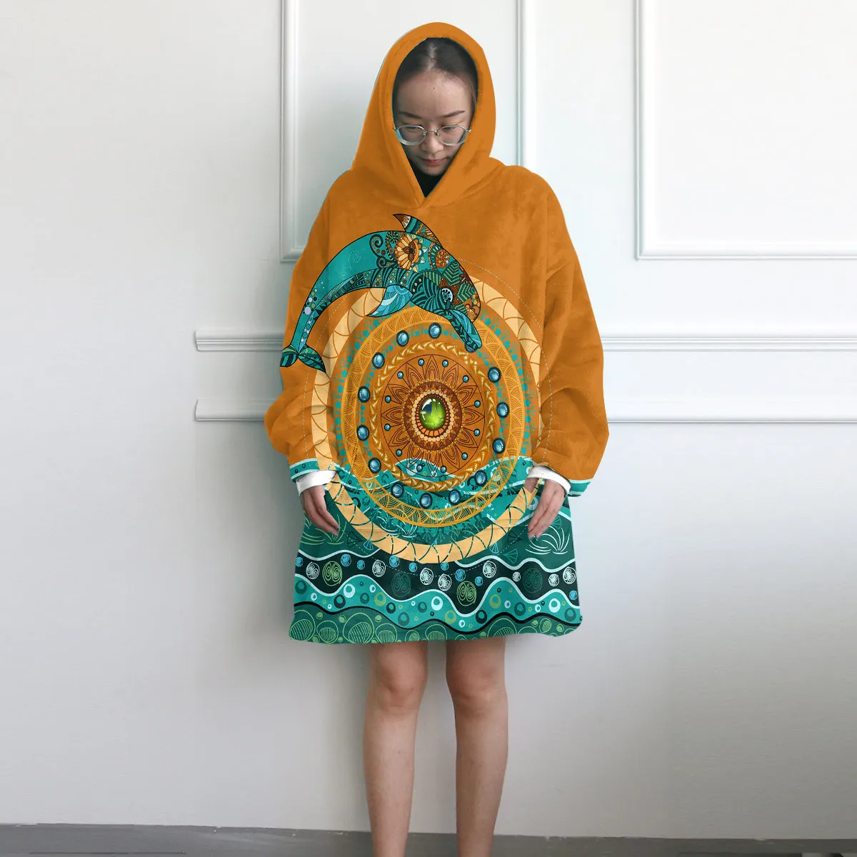 Dolphin Mandala Wearable Blanket Hoodie