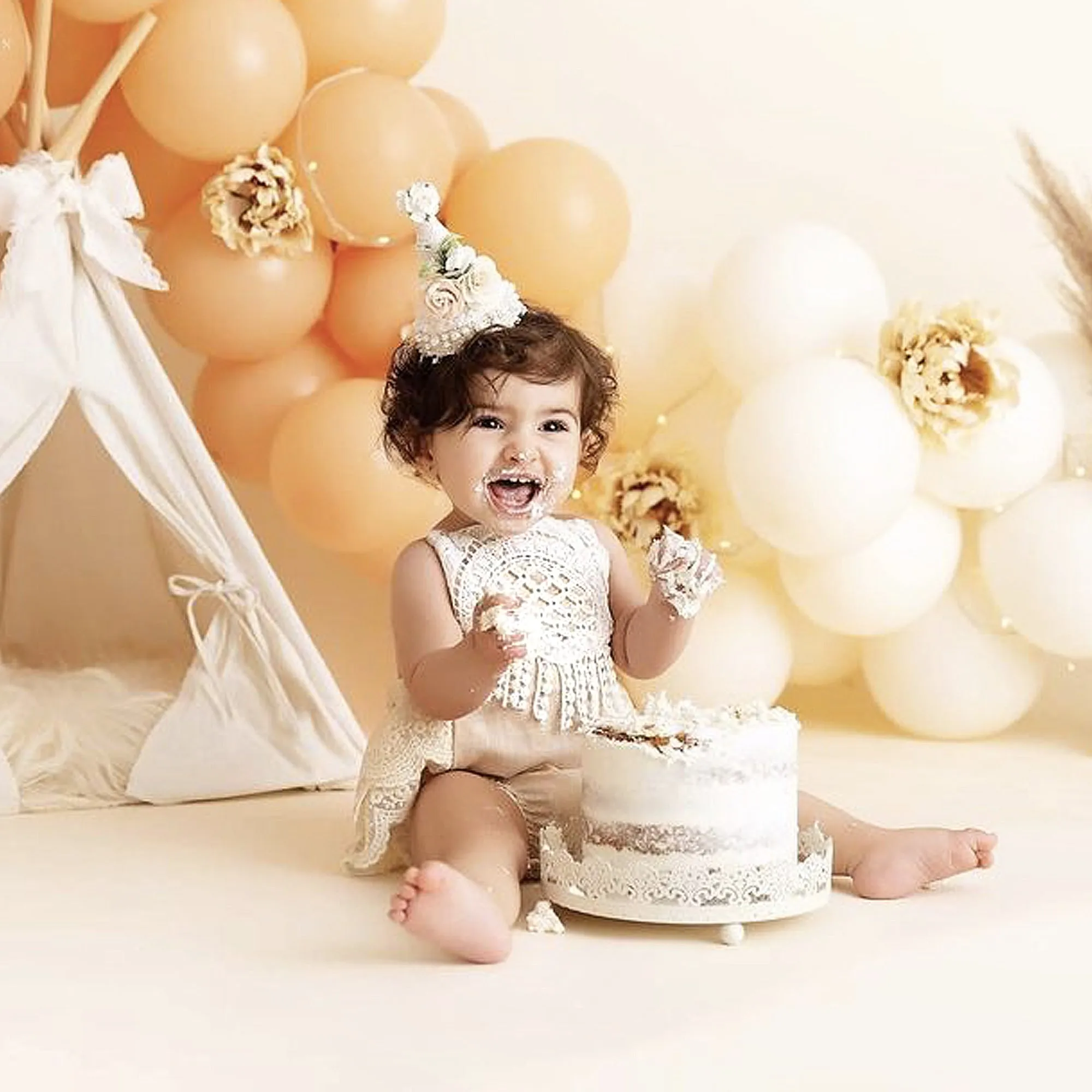 Easter Baby Girl Outfit, Boho Crochet Lace Romper for Cake Smash, Half Birthday Sitter Bodysuit