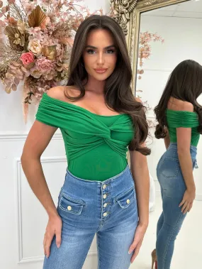 FARRAH GREEN TWIST BODYSUIT