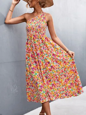 Fashionkova  2022 Summer Maxi Boho Dress Women One Shoulder Long Floral Dress Ladies Elegant Print Bohemian Flower Dress For Women