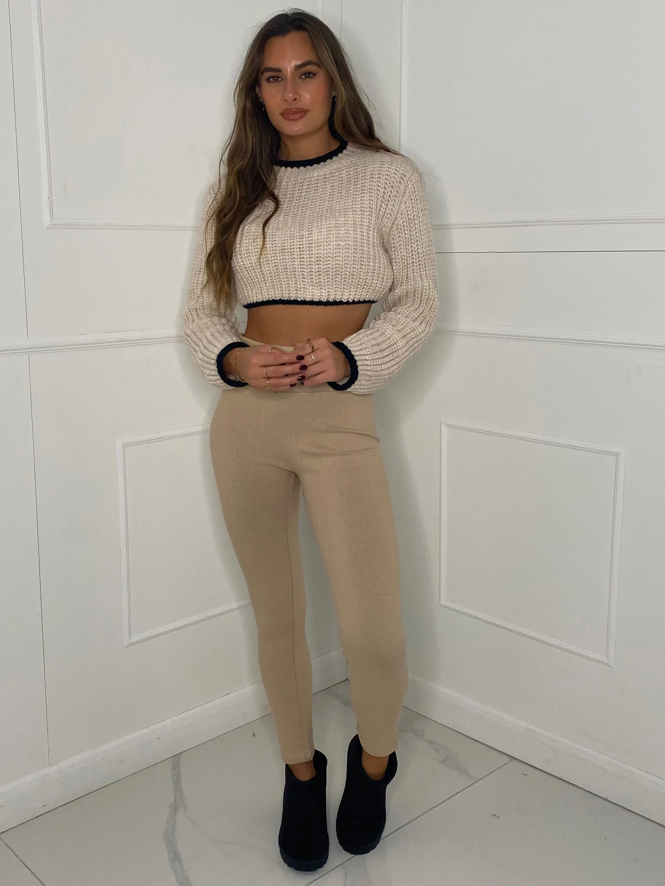 Fleece Lined Leggings - Cream