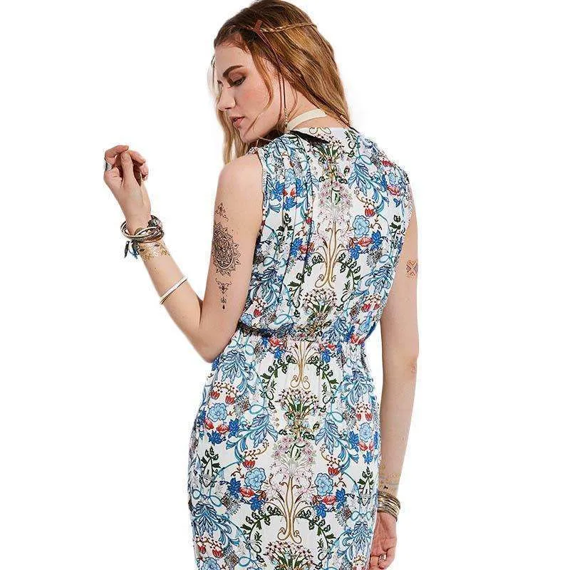 Floral Pleated Split Dress