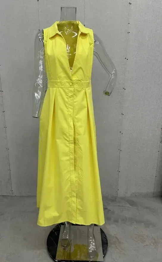 Flytonn-Women's Elegant V-Neck Sleeveless Belt Dress, Slim Version, Plus Size, Elegant Style, Summer, New, 2024