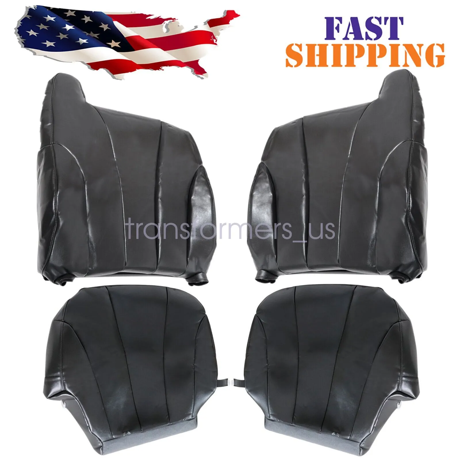 For 1999-2002 Chevy Silverado Driver & Passenger Bottom & Top Leather Seat Cover