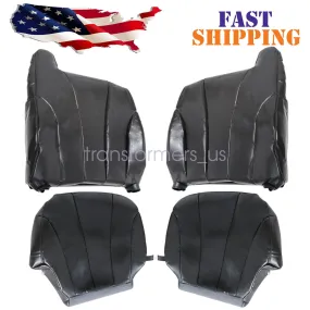 For 1999-2002 Chevy Silverado Driver & Passenger Bottom & Top Leather Seat Cover