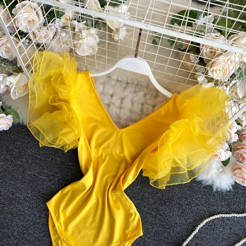 Garima In Our Organza Butterfly Sleeve Bodysuit