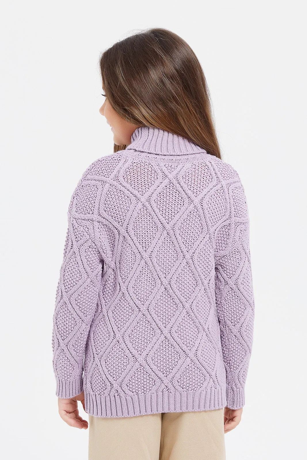 Girls Lilac High Neck Pullover
