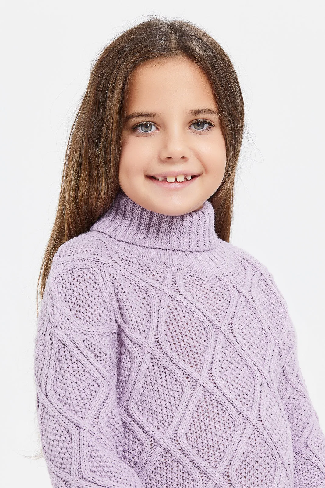 Girls Lilac High Neck Pullover