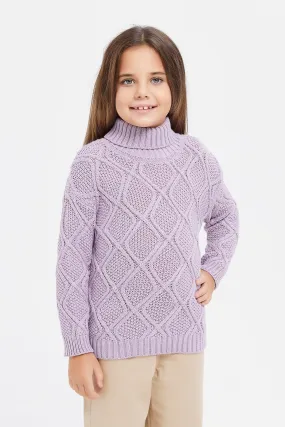 Girls Lilac High Neck Pullover