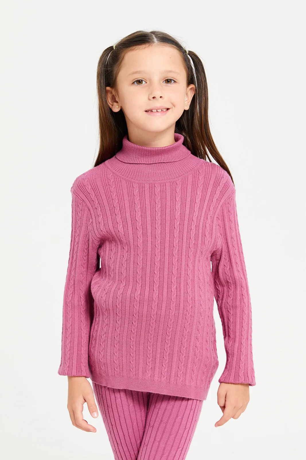 Girls Mauve Jacquard Pullover