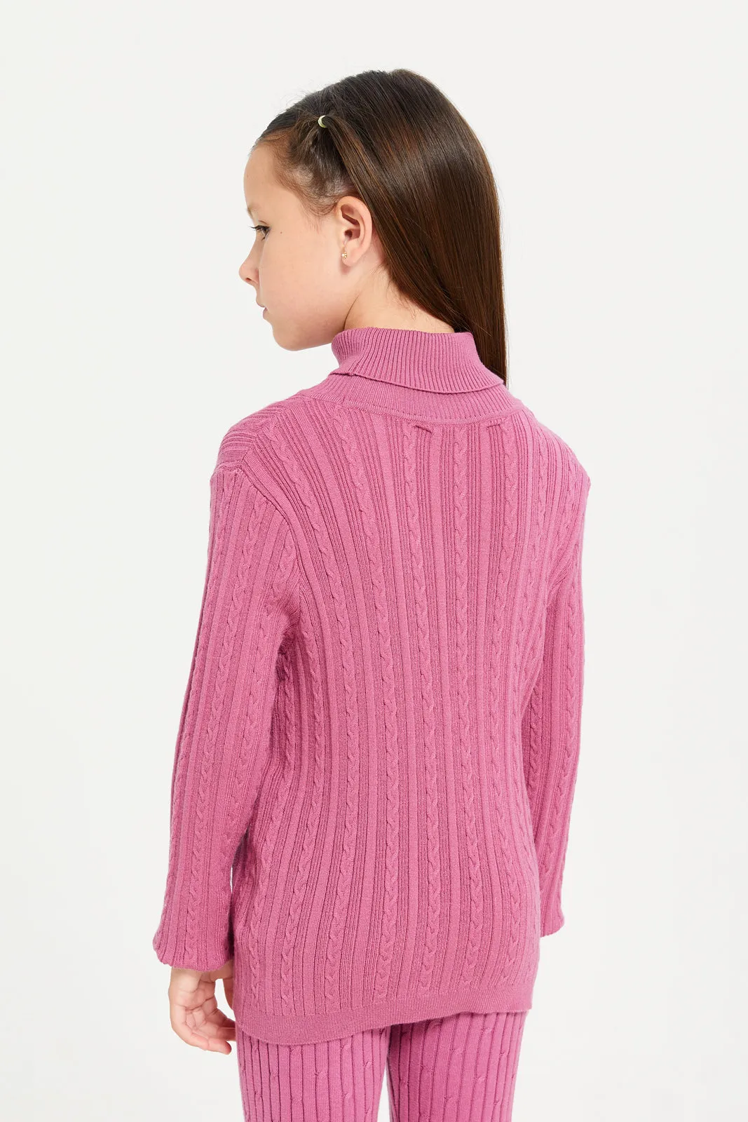 Girls Mauve Jacquard Pullover