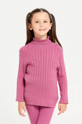 Girls Mauve Jacquard Pullover
