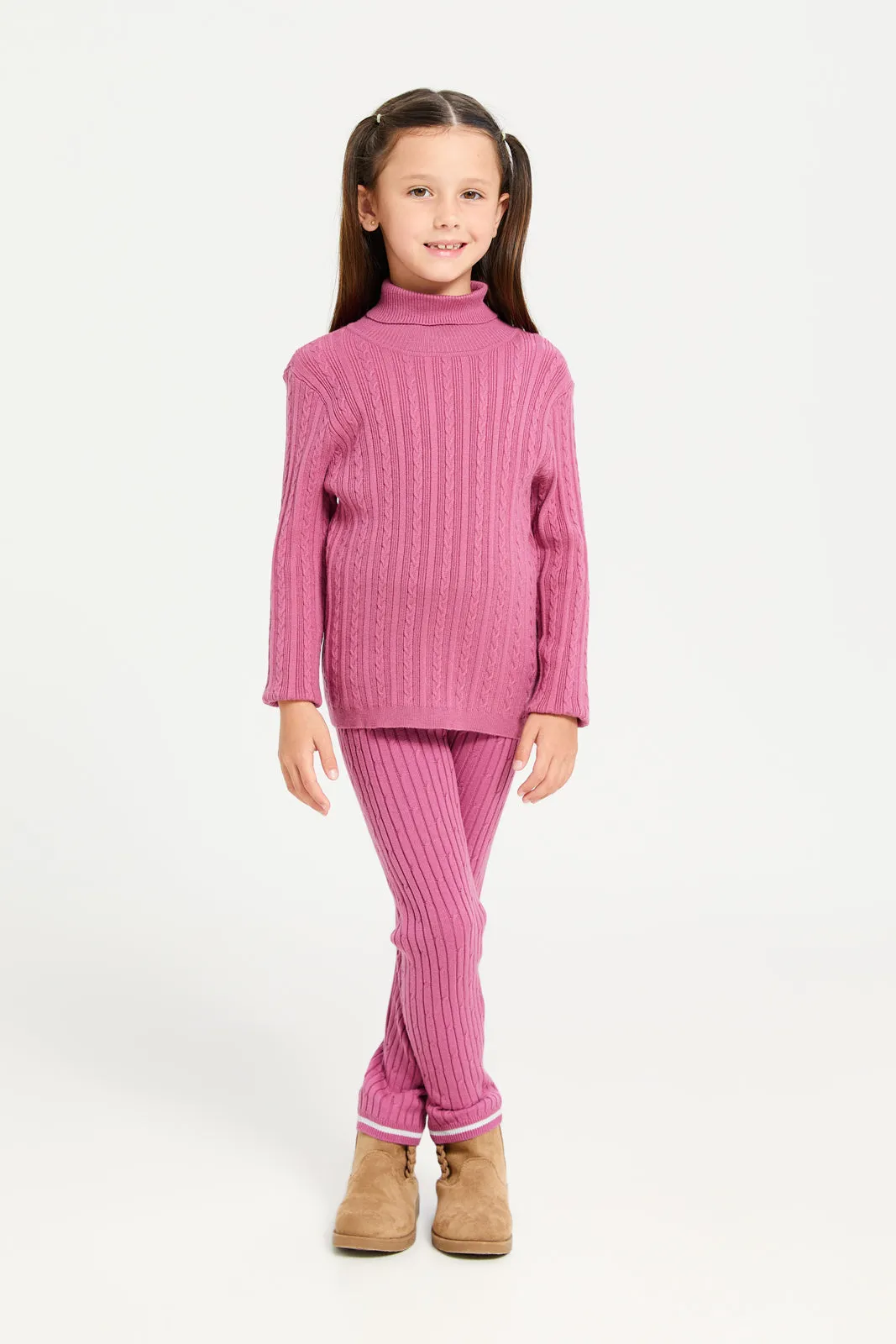 Girls Mauve Jacquard Pullover