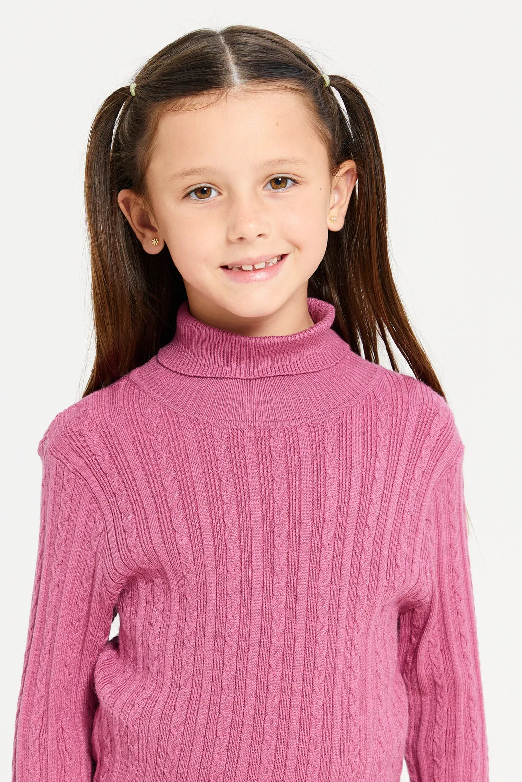 Girls Mauve Jacquard Pullover