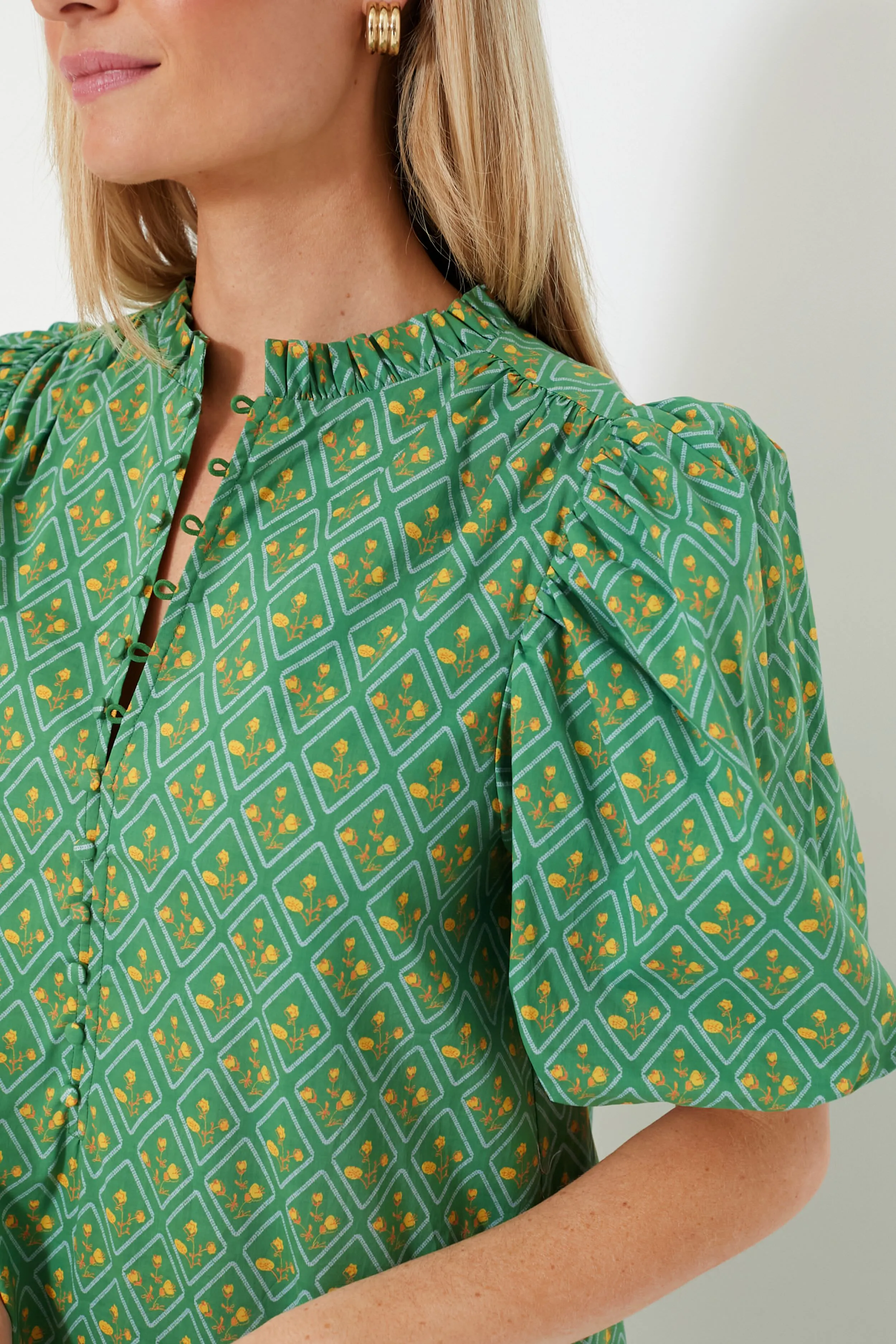 Green Diamond Floral Mimi Midi Dress