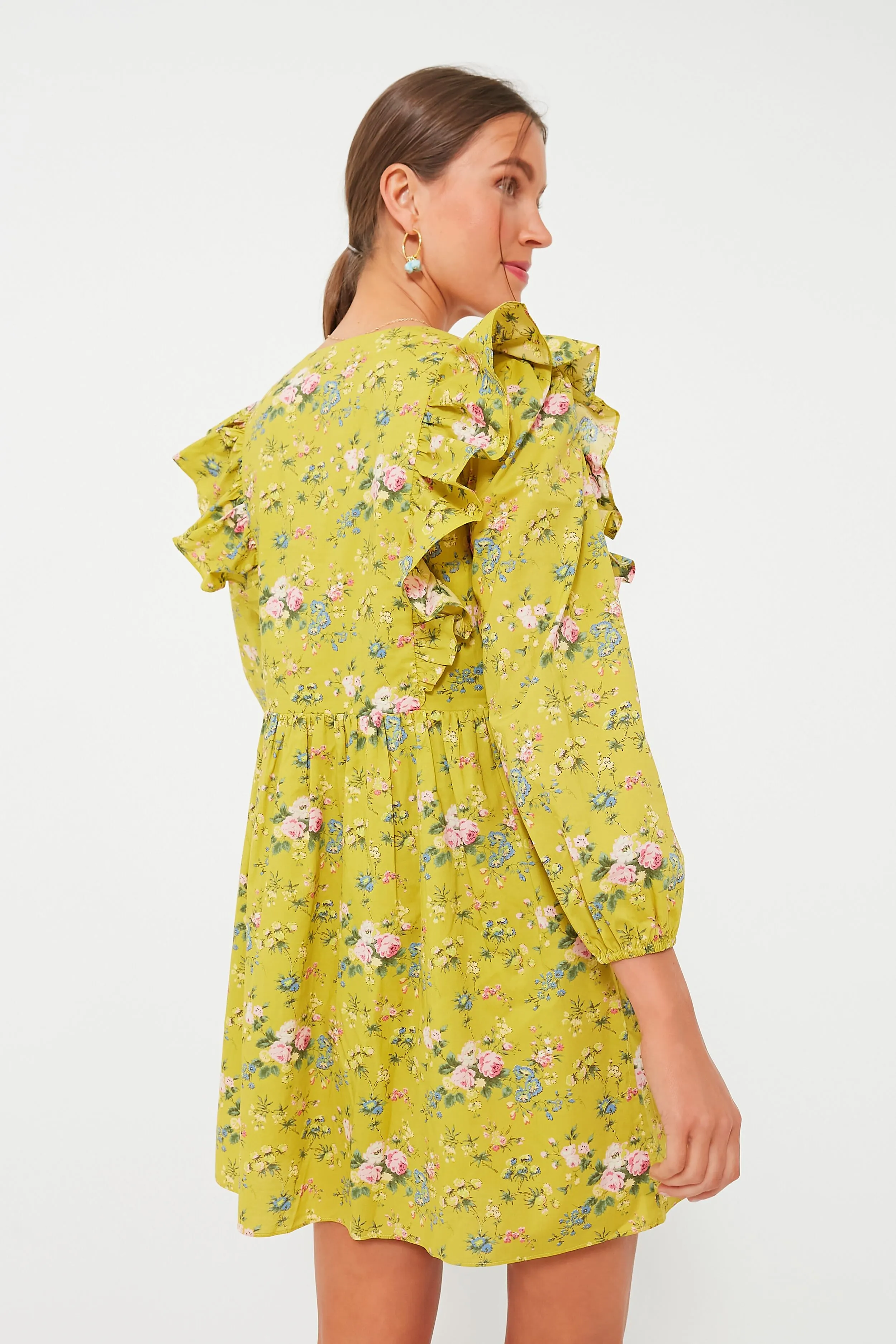 Green Floral Ruffle Reese Mini Dress