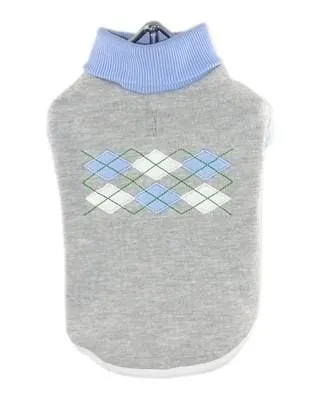 Grey Blue Argyle Dog Turtleneck
