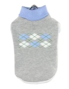Grey Blue Argyle Dog Turtleneck