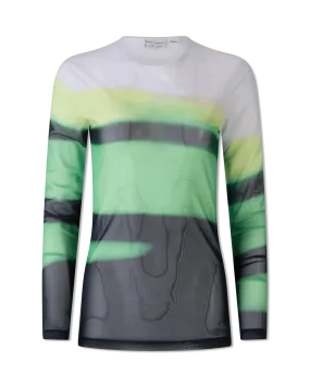 Haste Stripe Print Mix Mesh Top