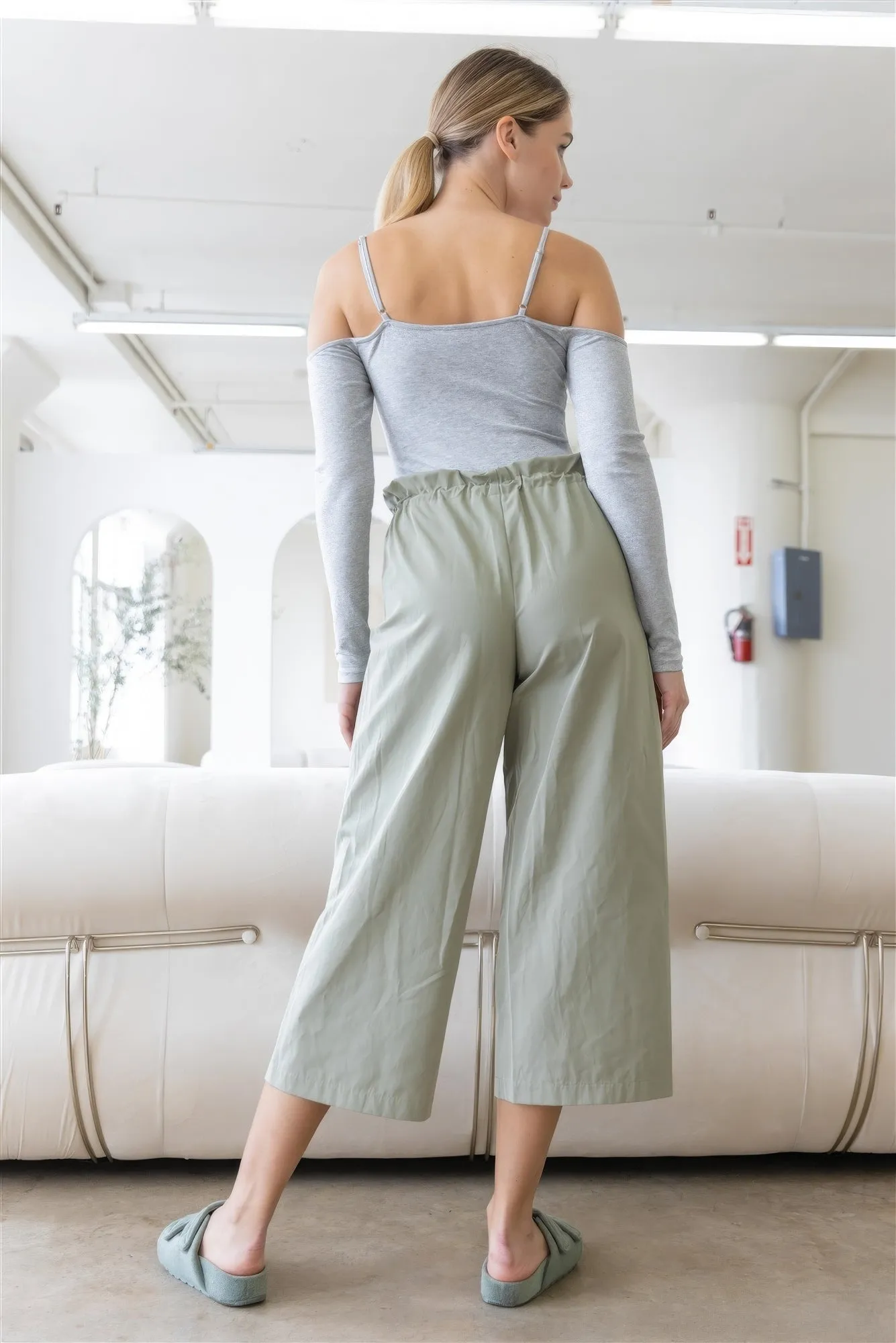 Heather Grey Ribbed Off-the-shoulder Bodysuit