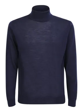 High neck blue pullover by Daniele Fiesoli