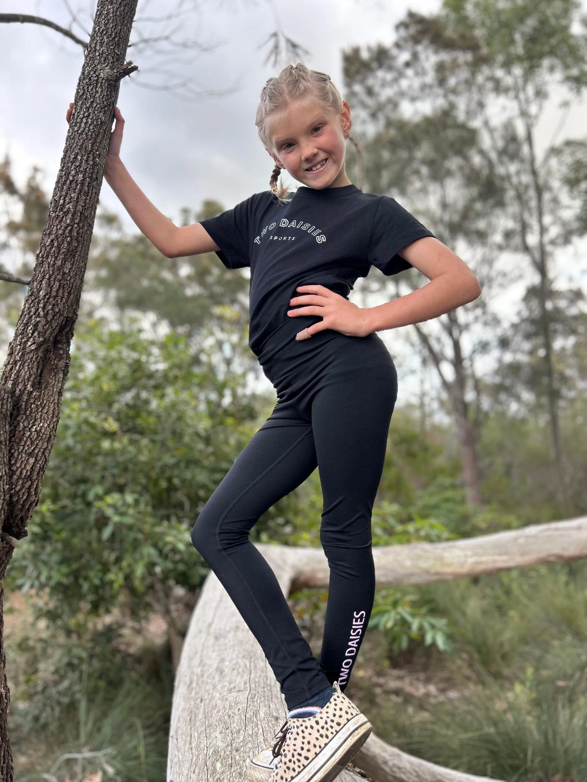 High Waist Bow Back Leggings - Black