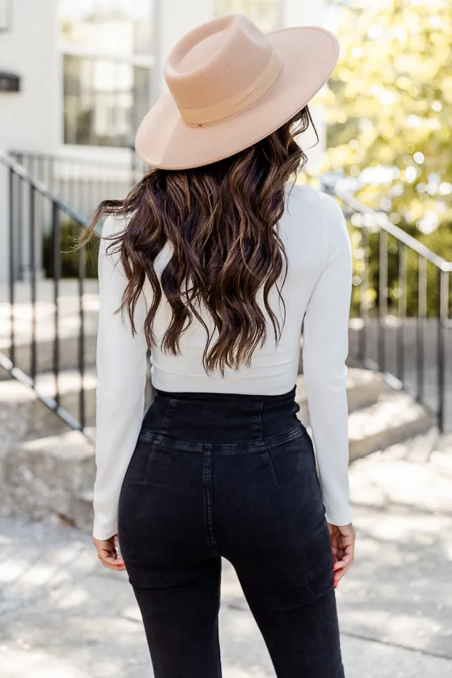 Hit Or Miss Ivory Mock Neck Bodysuit FINAL SALE