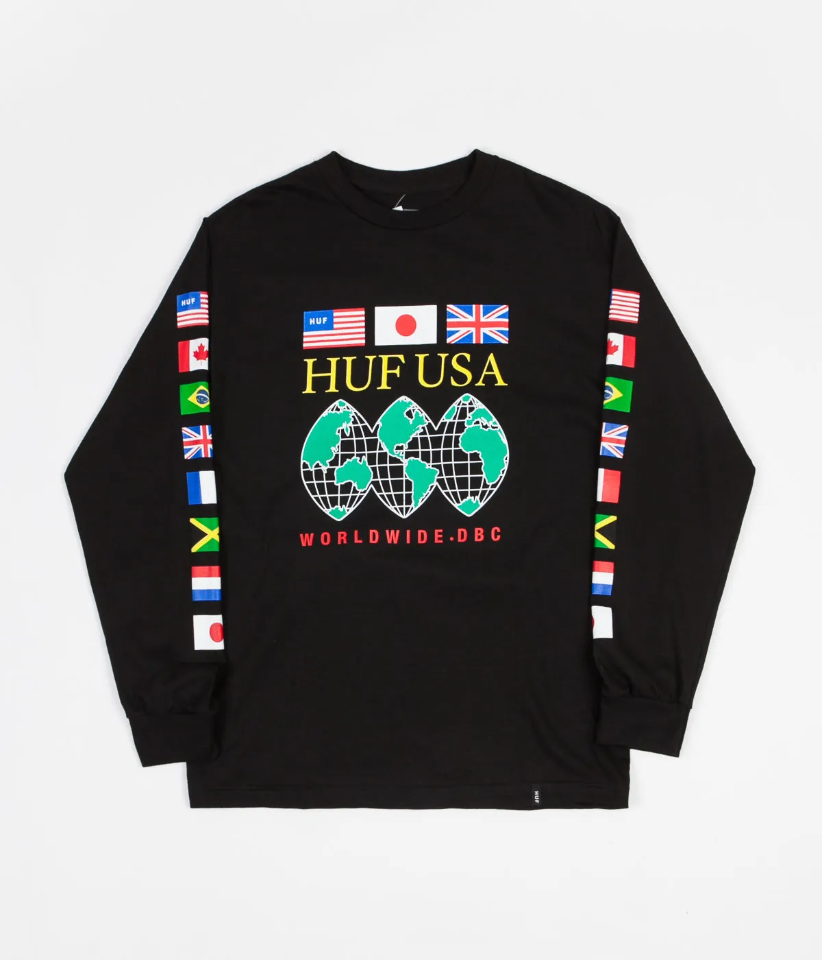 HUF Global Domination Long Sleeve T-Shirt - Black