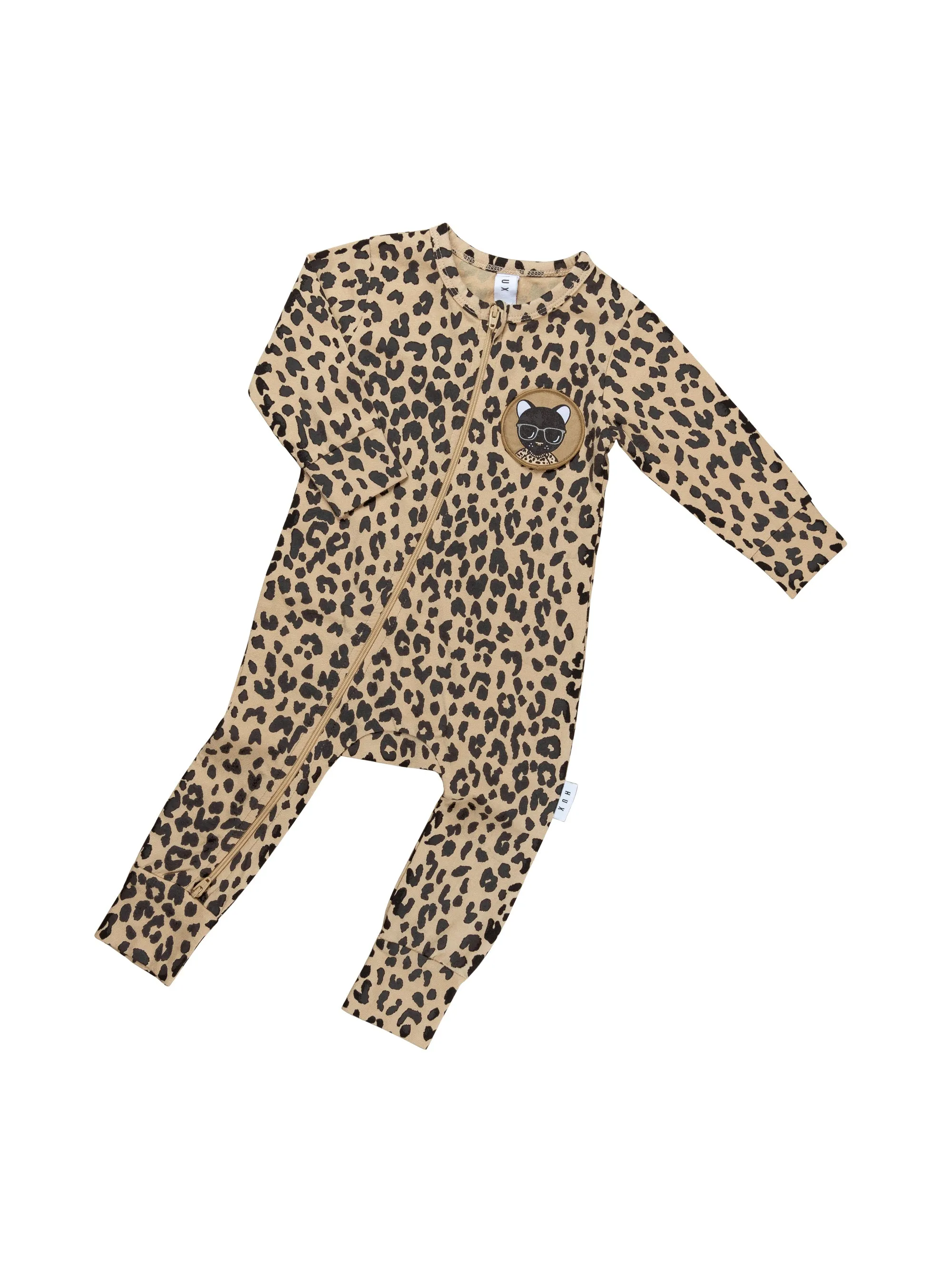 Huxbaby Leopard Patch Zip Romper