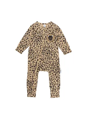 Huxbaby Leopard Patch Zip Romper