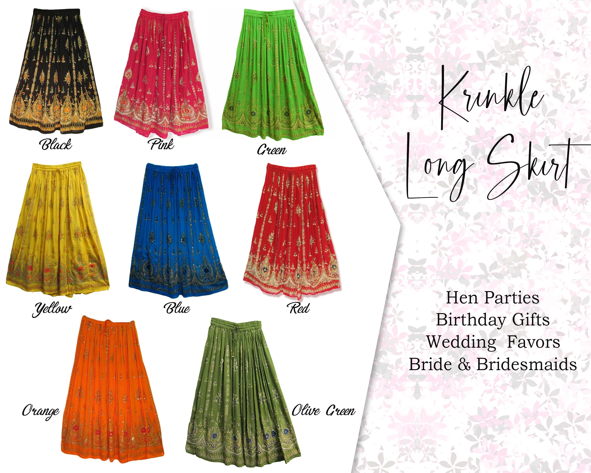 Indian Women Crinkle skirt Long Tie dye Multi color skirt Indian falda Rock, kjol boho, gypsy retro ,Women Ethic Hippi Skirt