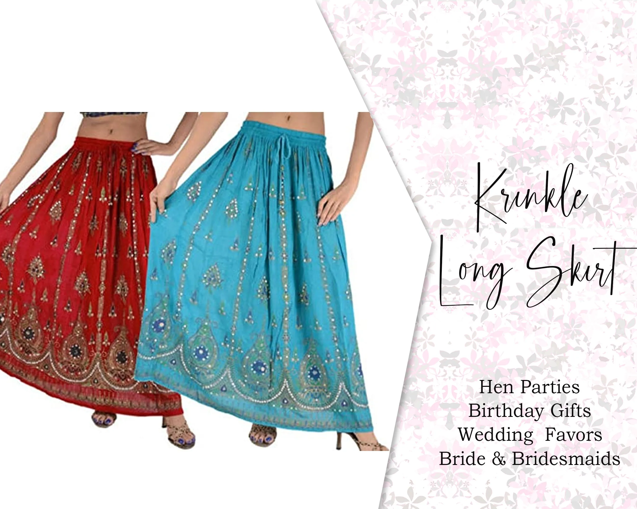 Indian Women Crinkle skirt Long Tie dye Multi color skirt Indian falda Rock, kjol boho, gypsy retro ,Women Ethic Hippi Skirt