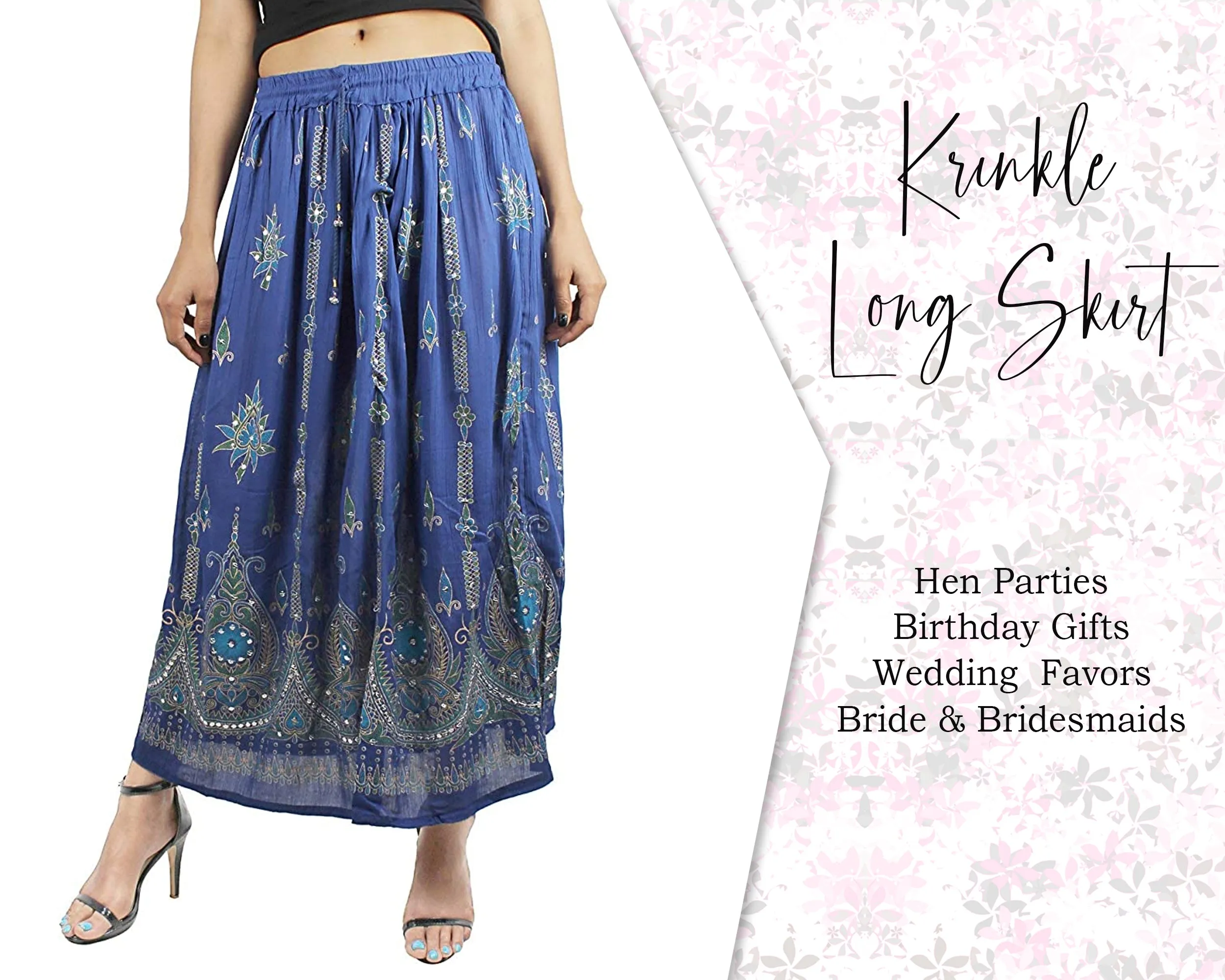 Indian Women Crinkle skirt Long Tie dye Multi color skirt Indian falda Rock, kjol boho, gypsy retro ,Women Ethic Hippi Skirt