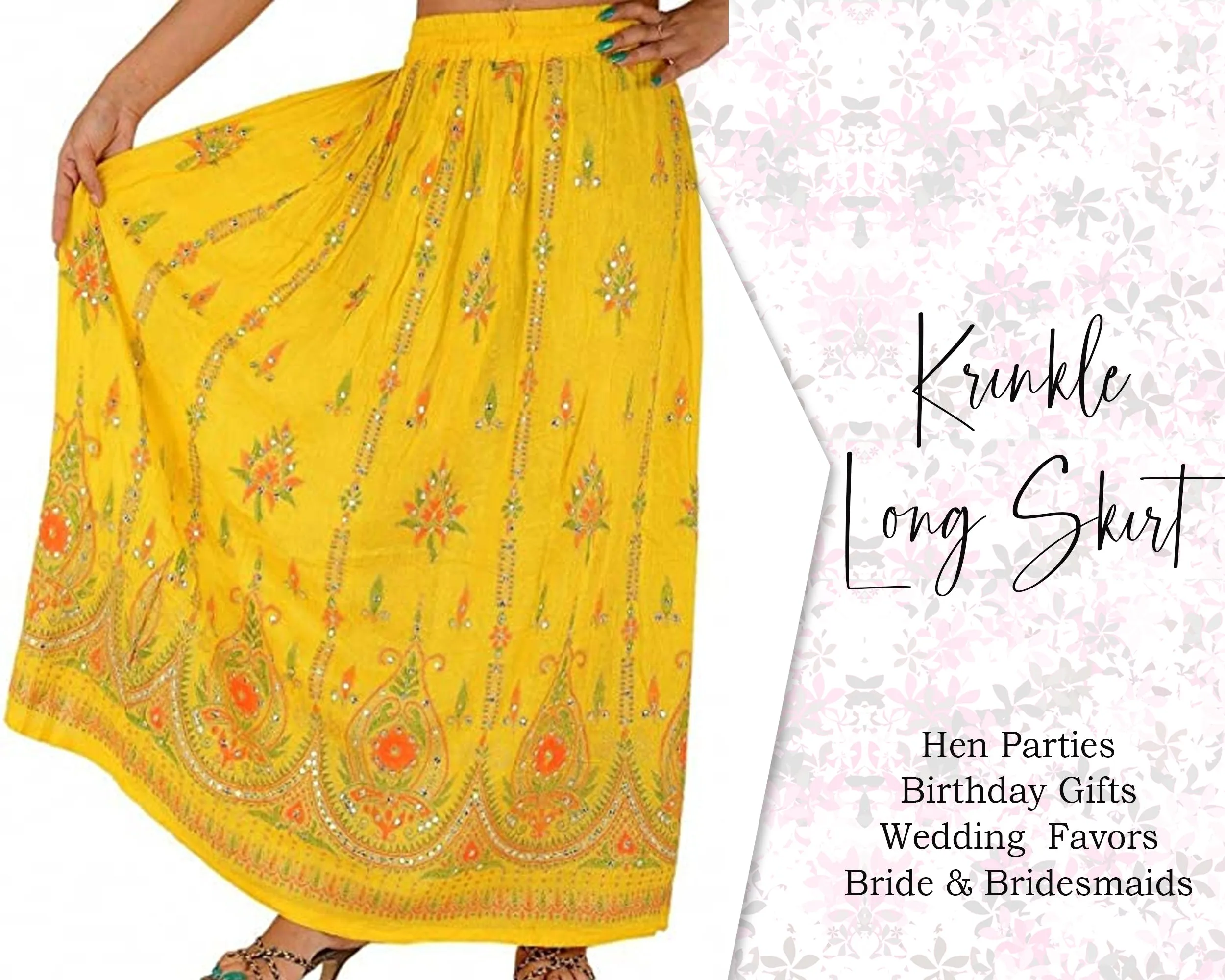 Indian Women Crinkle skirt Long Tie dye Multi color skirt Indian falda Rock, kjol boho, gypsy retro ,Women Ethic Hippi Skirt