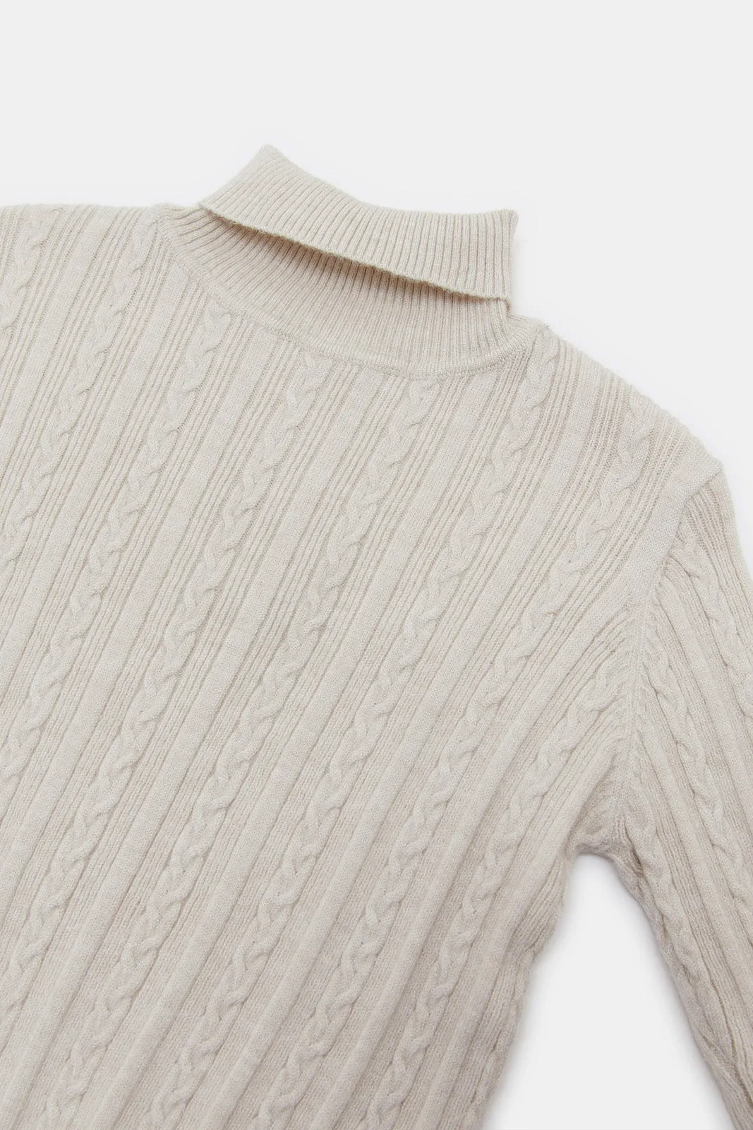 Infant Girls Beige High Neck Pullover