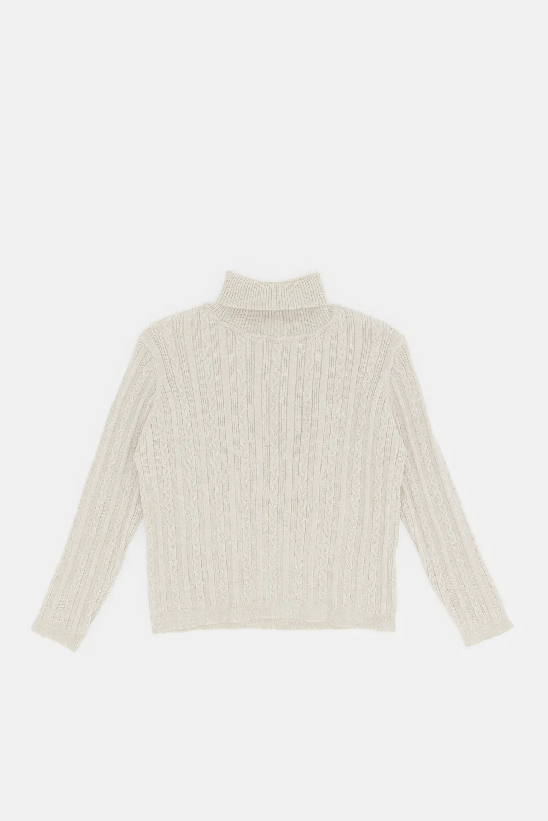 Infant Girls Beige High Neck Pullover