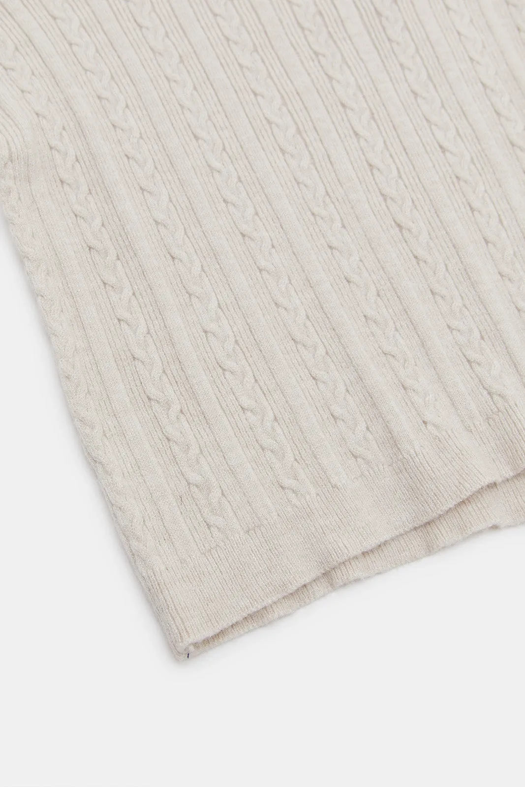 Infant Girls Beige High Neck Pullover