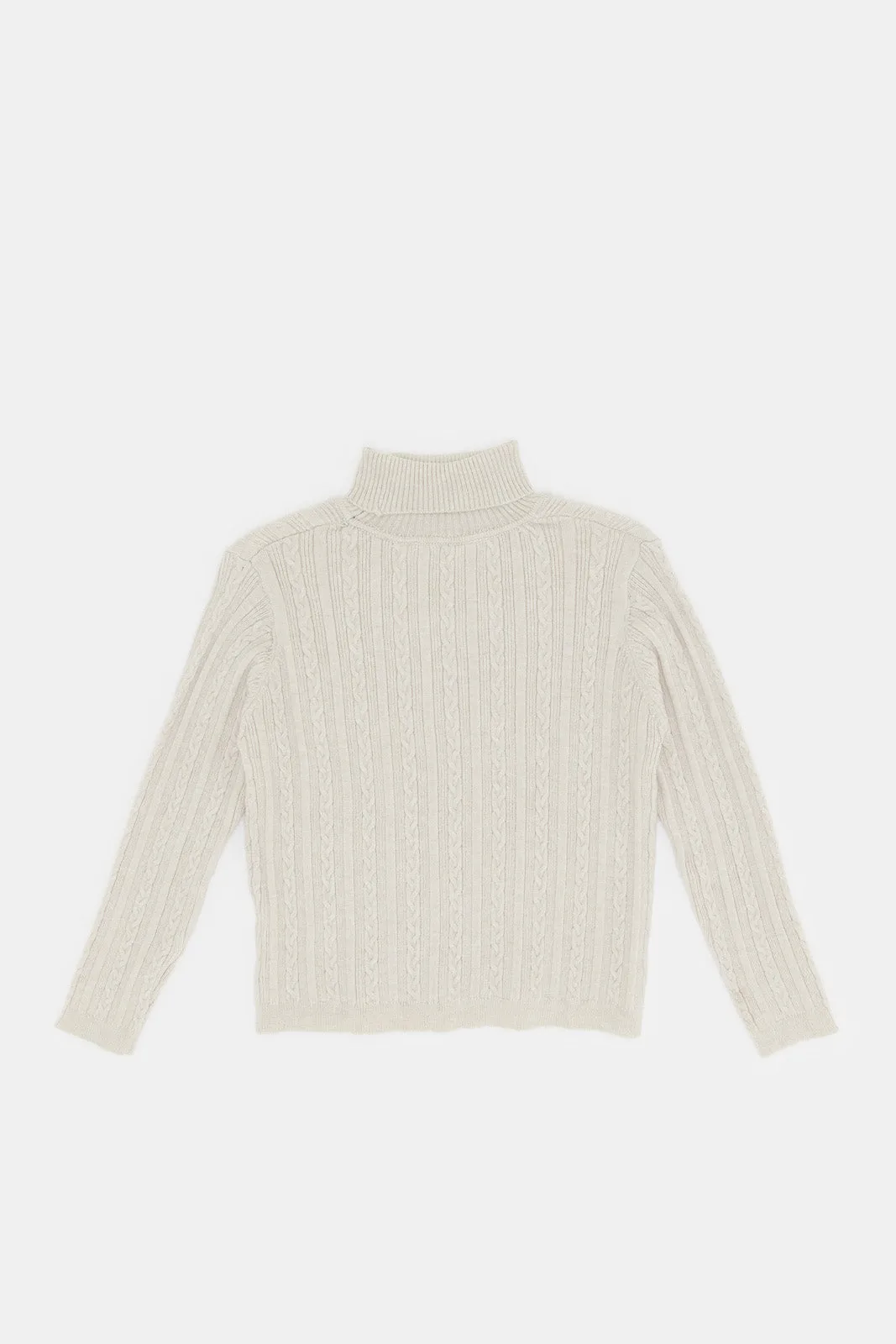 Infant Girls Beige High Neck Pullover