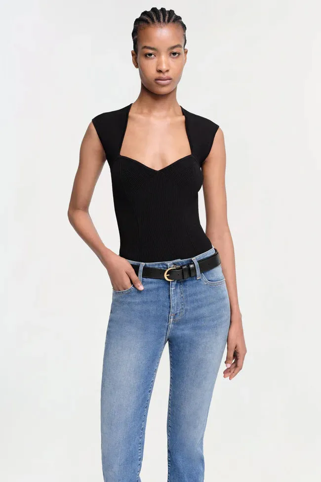 Jonathan Simkhai Barbara Sweetheart Bodysuit in Black