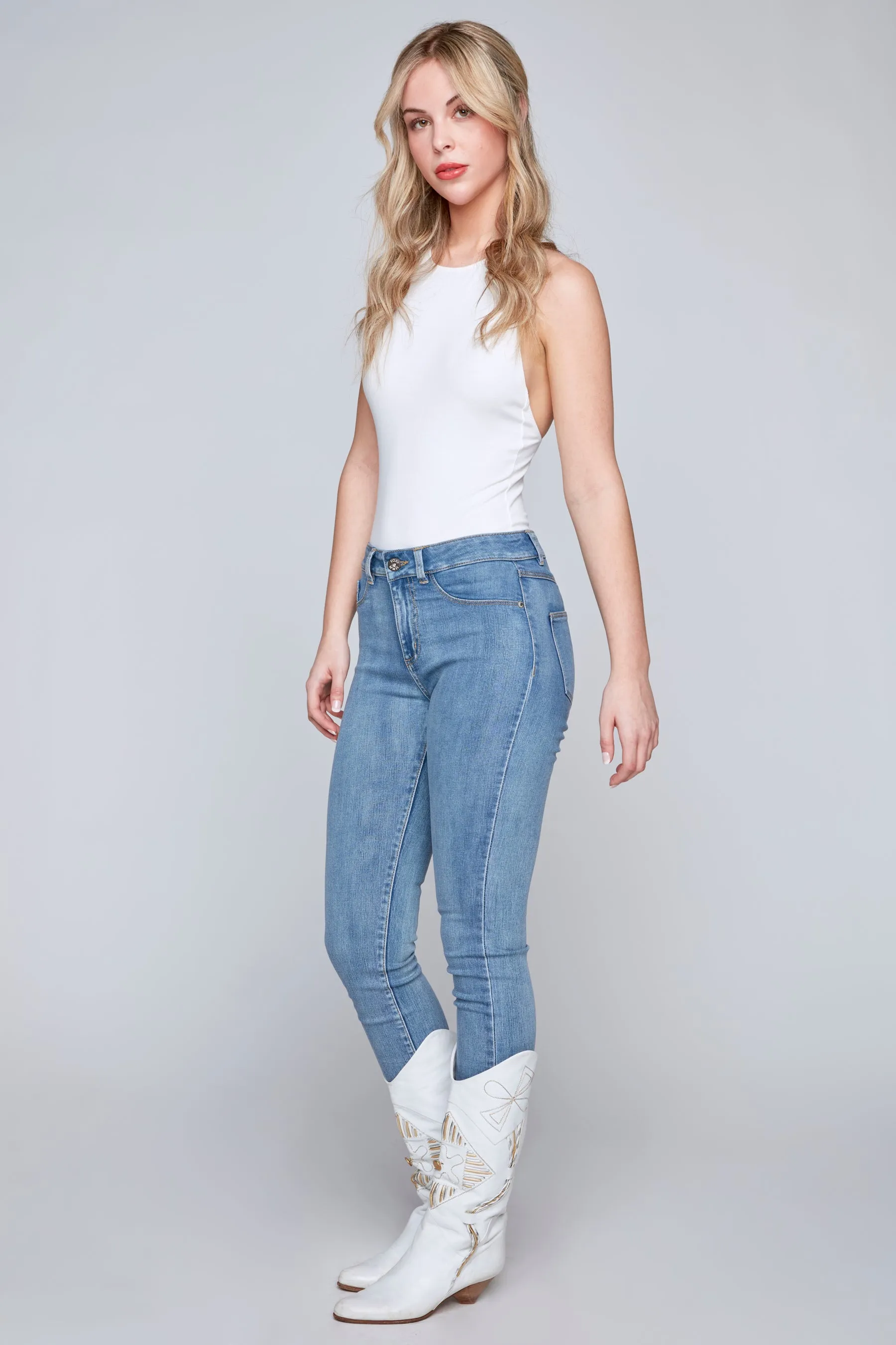 JOY - Regular Rise Classic Skinny - Vintage Bleach Flex Denim